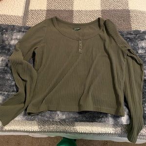 Green Long Sleeve Crop Top